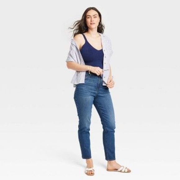 Women's High-Rise 90's Slim Jeans - Universal Thread Dark Blue 10 - Picture 5 of 5